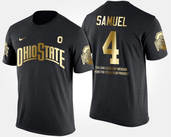 Ohio State Buckeyes Curtis Samuel Men's #4 Limited Gold With Message Short Sleeve Black College Football T-Shirt 2404BITG0